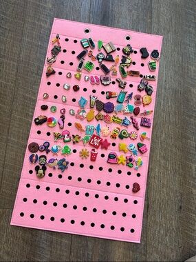 98 croc charms with Display Board for holding